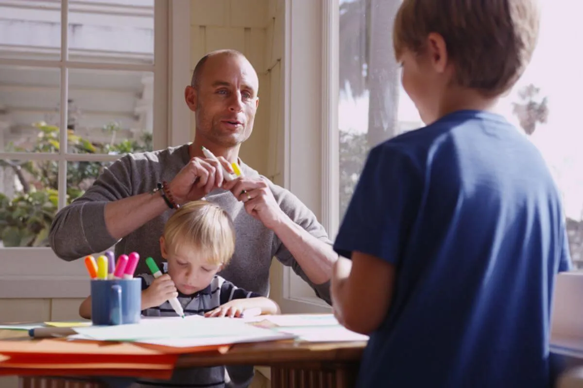 Parents talking positively with child about preschool