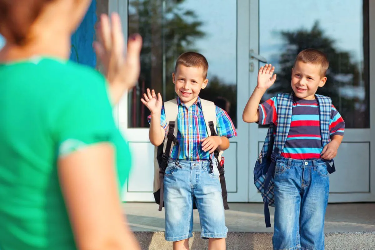 Gentle and reassuring goodbyes on a child’s first preschool day